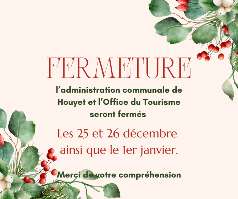 Fête de fin d’année : fermetures des bureaux-